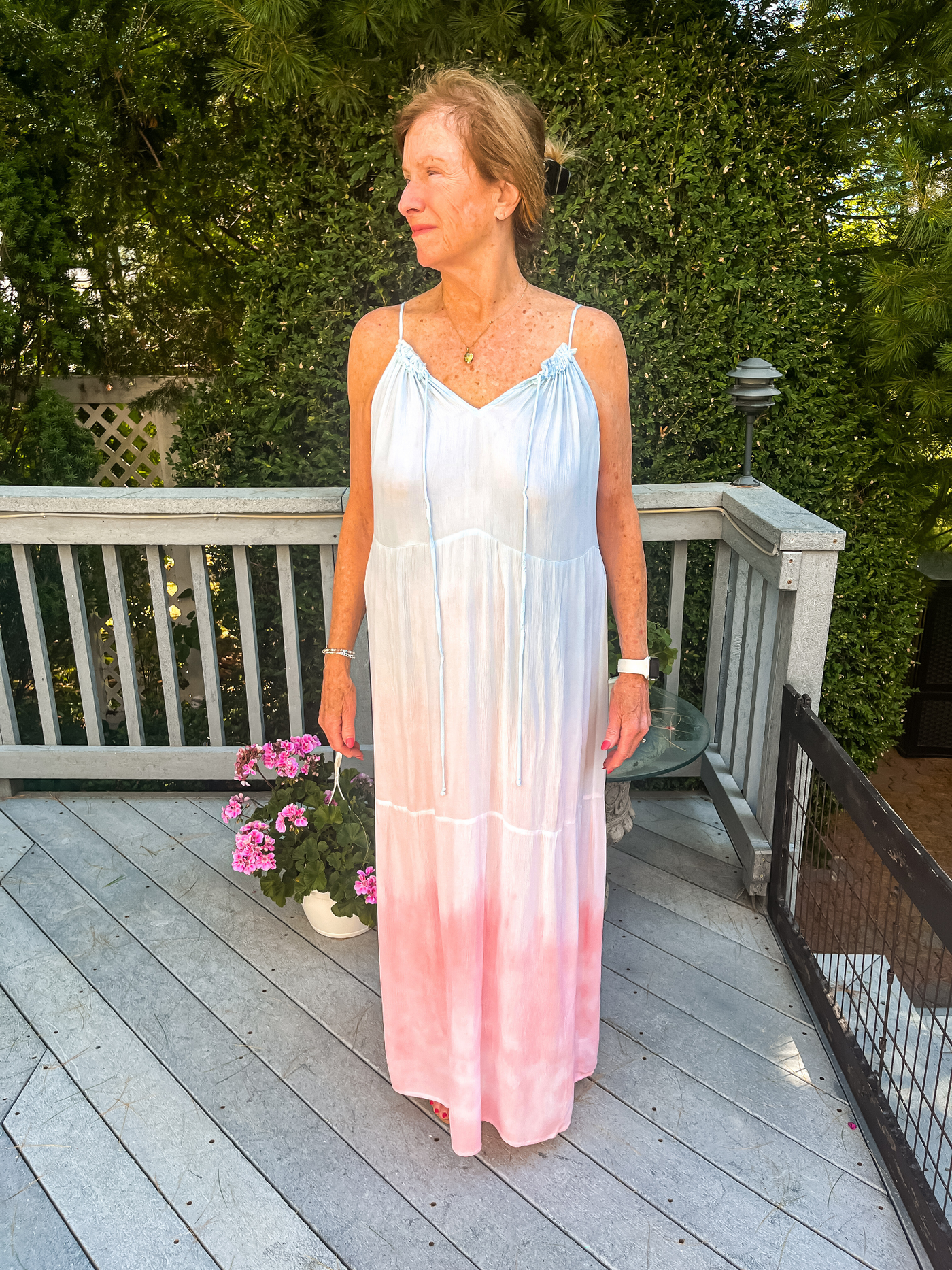 Women's Tie-Dye Tiered Cover Up Maxi Dress