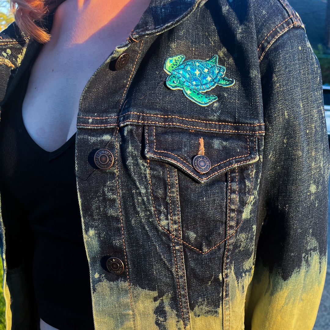 ジャケット・アウター Tamme CRACKS BLEACH DENIM B.D JACKET Ombre Denim Jacket, Acid Washed Jeans Jacket, Bleached Denim
