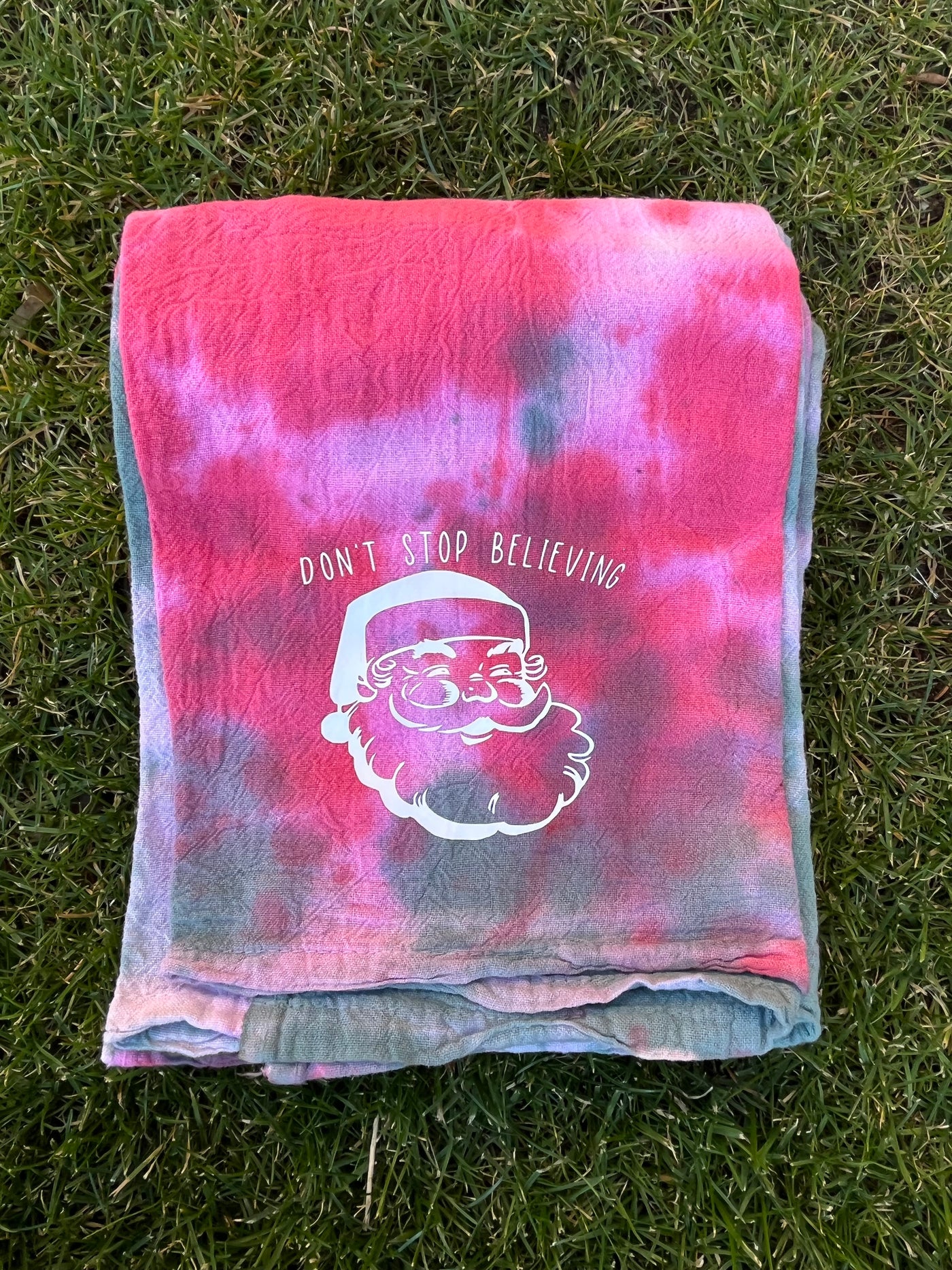 Holiday Tie-Dye Kitchen Towels - Don't Stop Believing