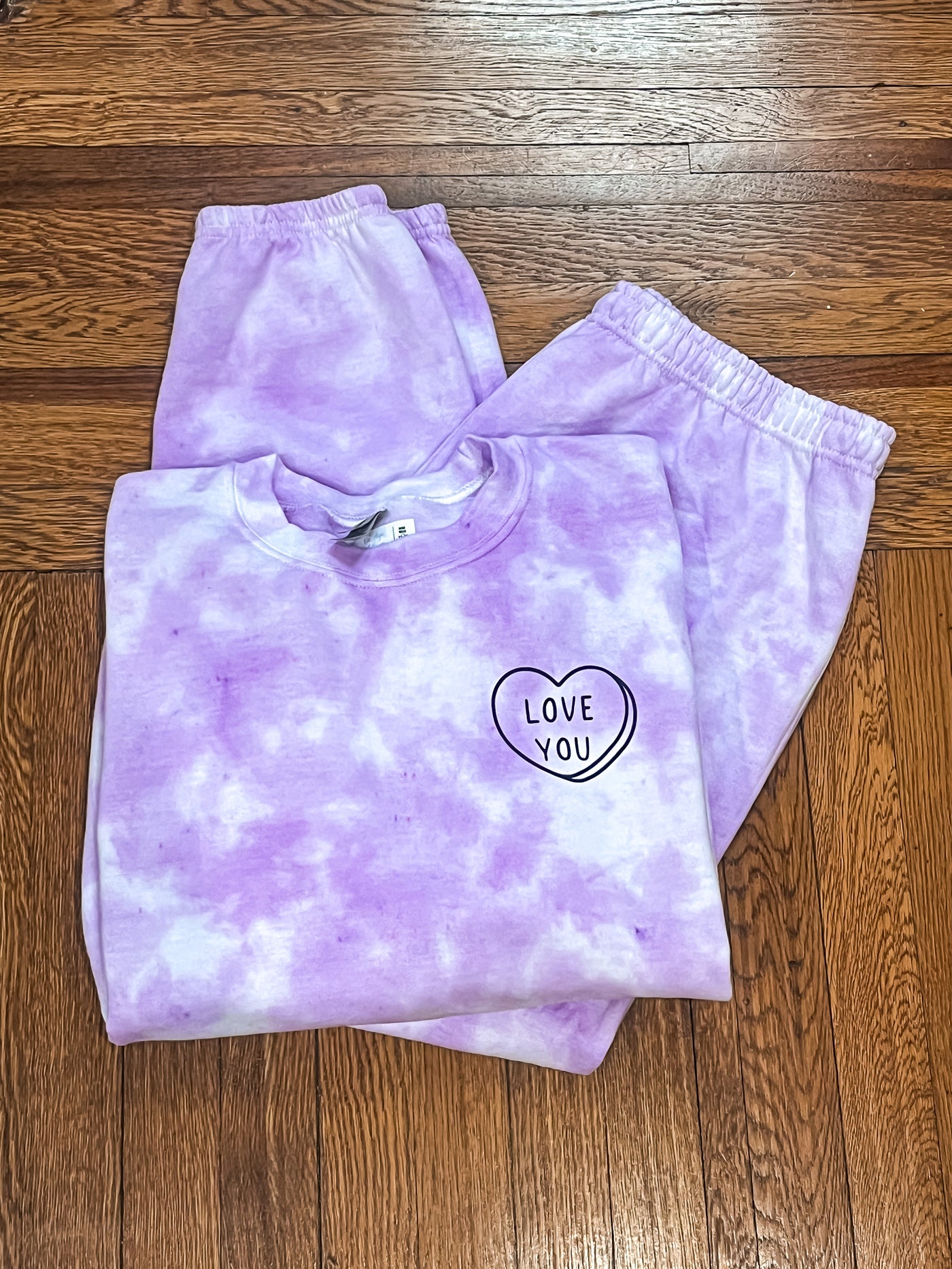 Adult Tie-Dye Sweetheart Sweatshirt & Sweatpants Set - Love You