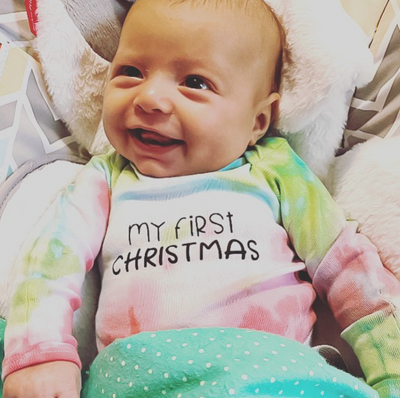 Baby Tie-Dye Holiday Long Sleeve Onesie - My First Christmas