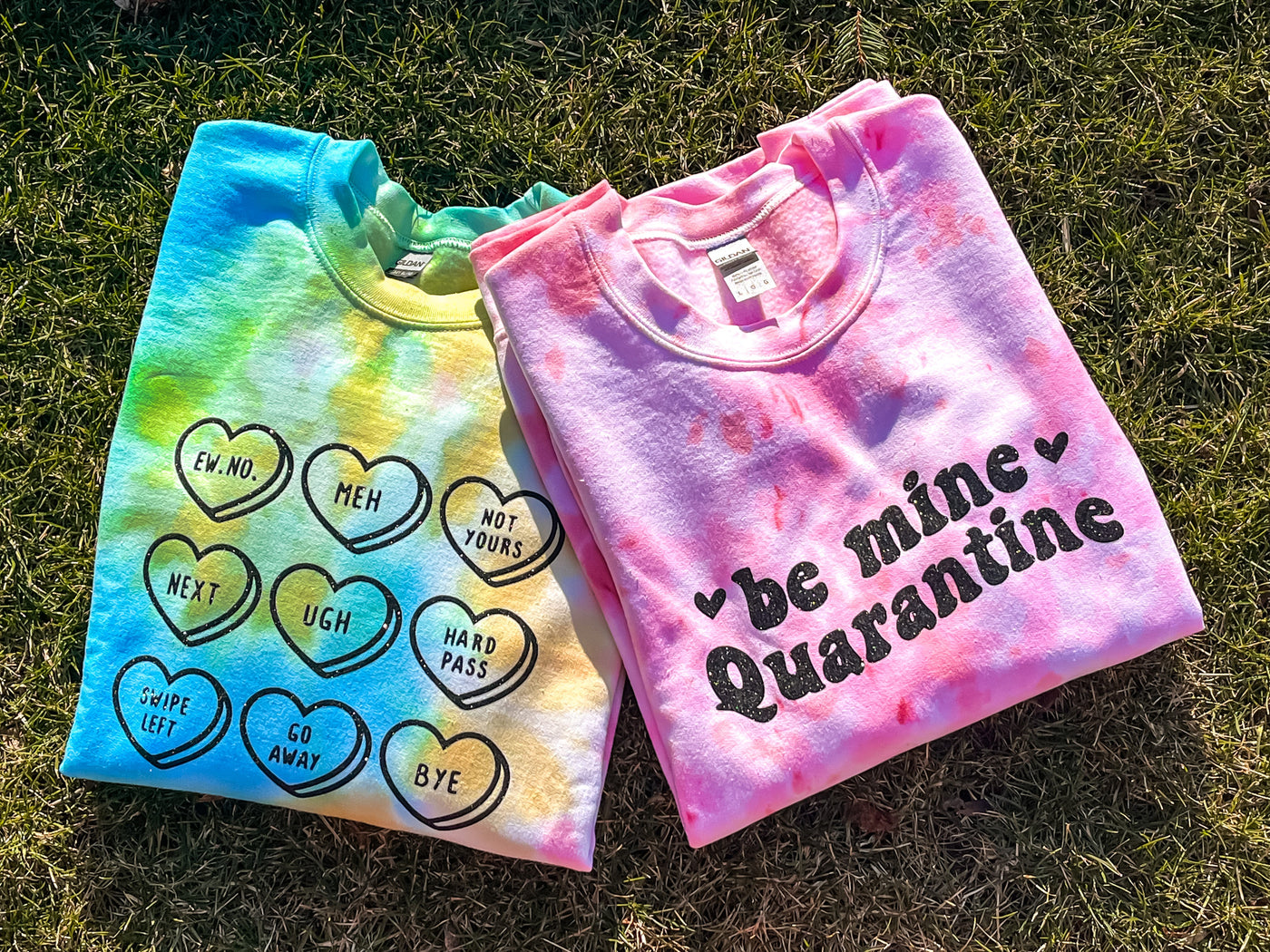 Child Tie-Dye Crewneck Sweatshirt - Rejection Conversation Hearts