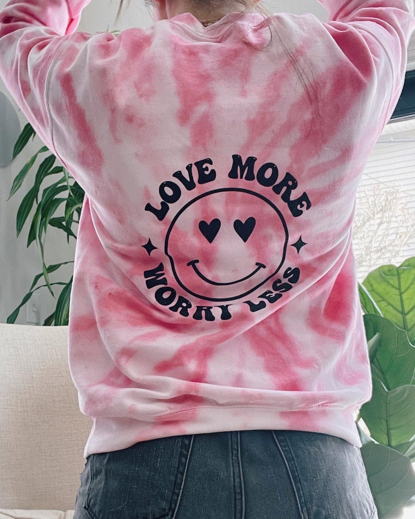 Child Tie-Dye Crewneck Sweatshirt - Love More Worry Less