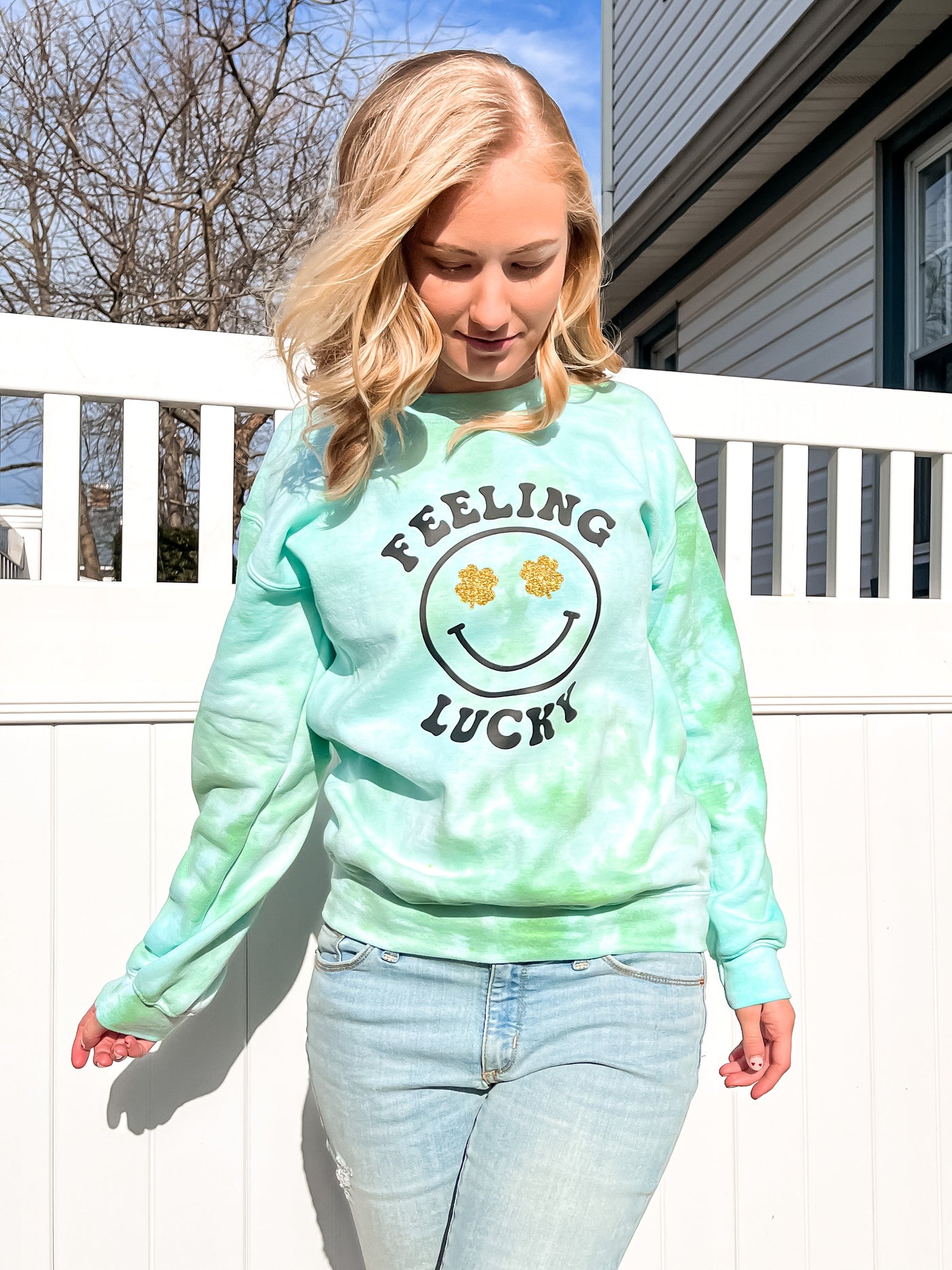 Adult Tie-Dye Crewneck Sweatshirt - Feeling Lucky