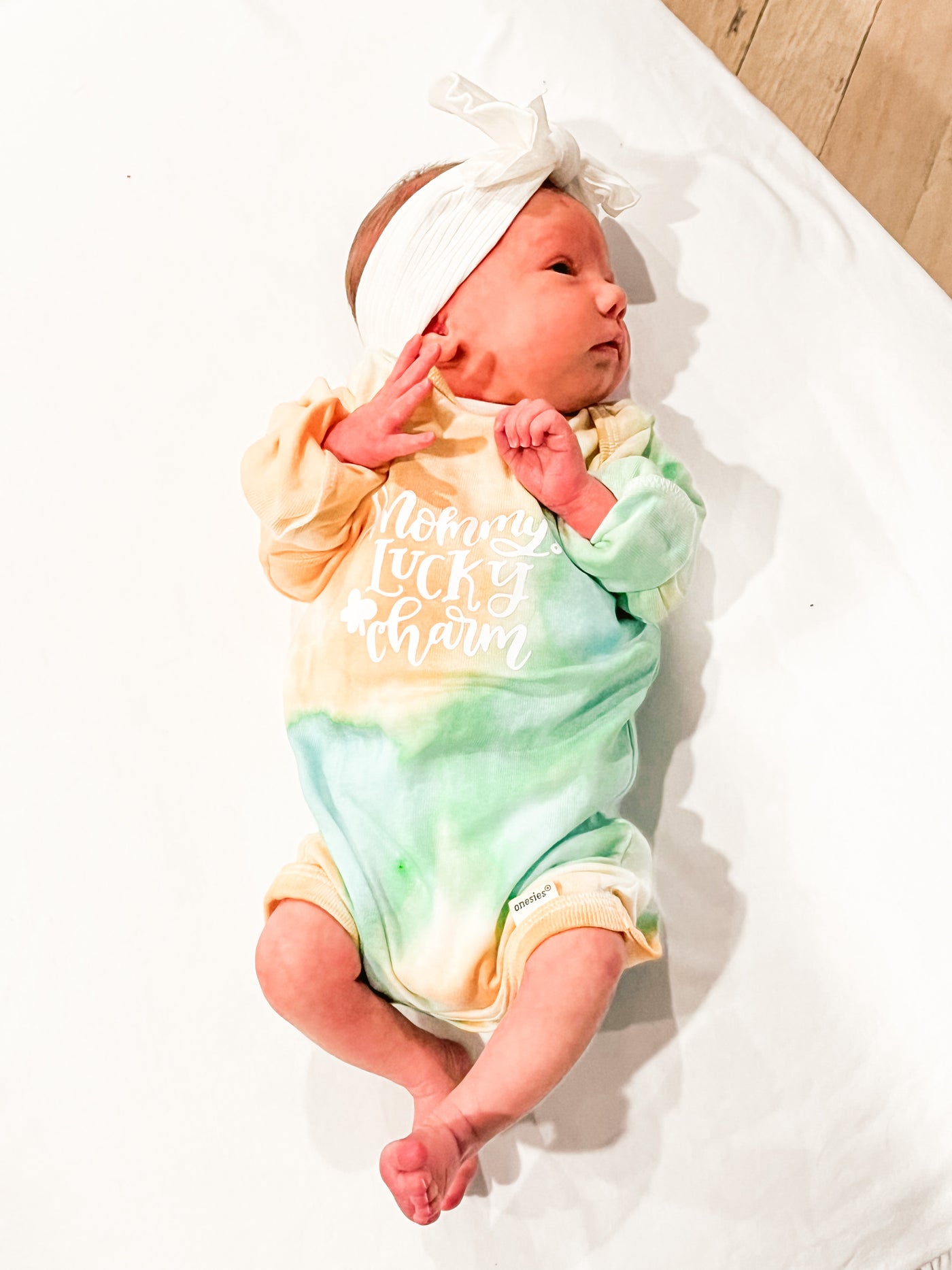 Baby Tie-Dye Long Sleeve Onesie - Mommy's Lucky Charm