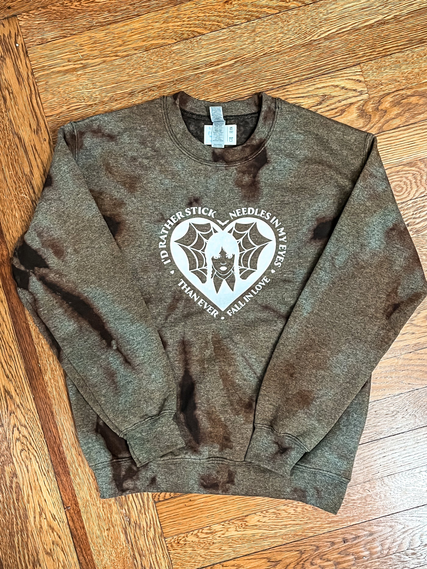 Adult Bleach Dye Crewneck Sweatshirt - Wednesday Addams