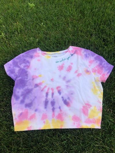 Adult Embroidered Tie-Dye Crop Top