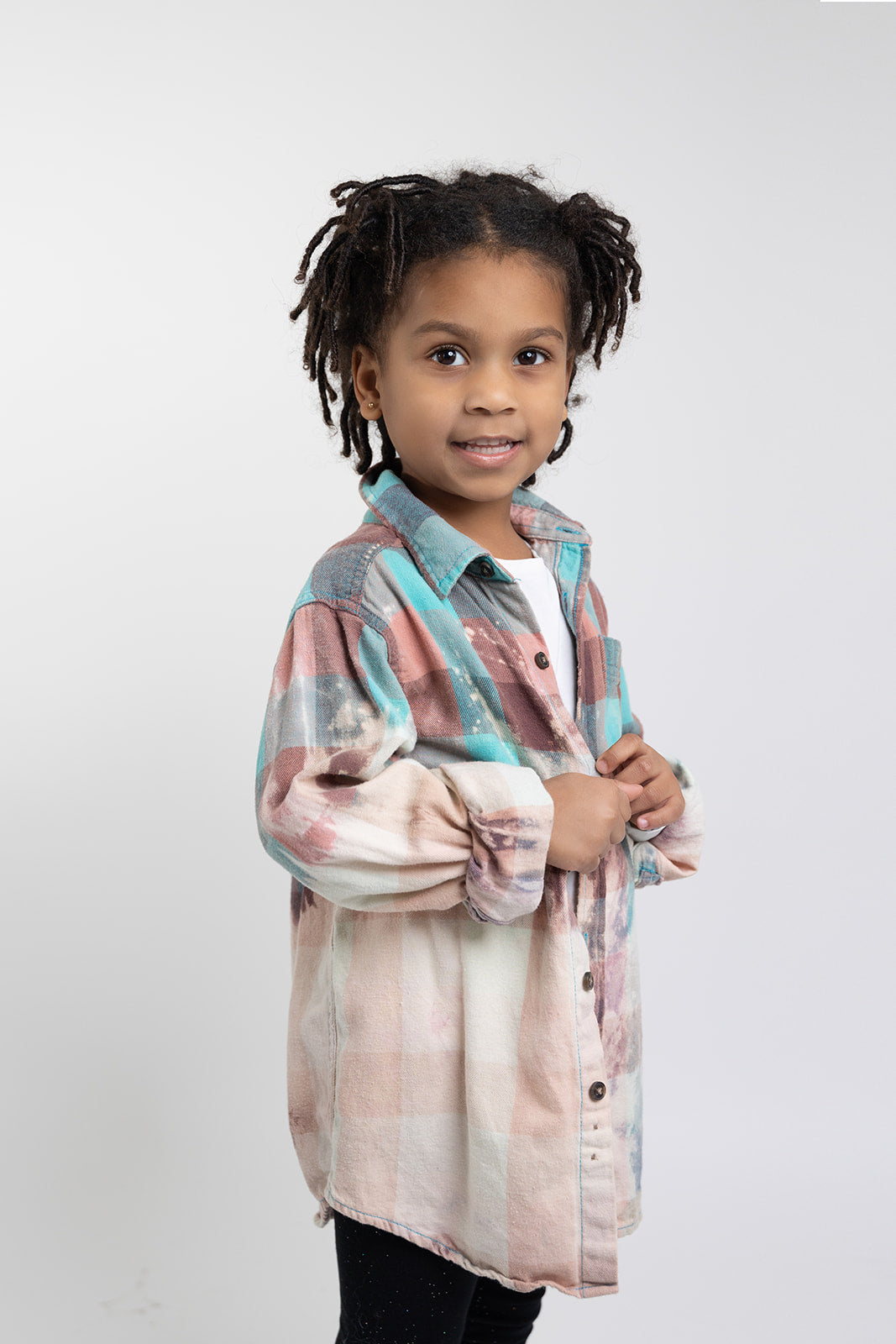 Child Bleach Dye Flannel Shirt