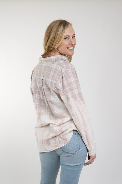 Adult Bleach Dye Flannel Shirt